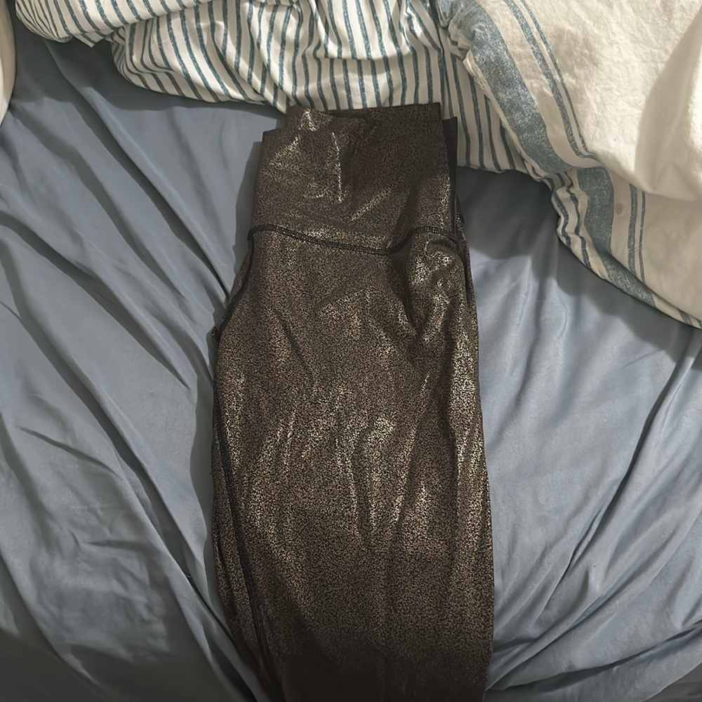 gold speckled lulu leggings